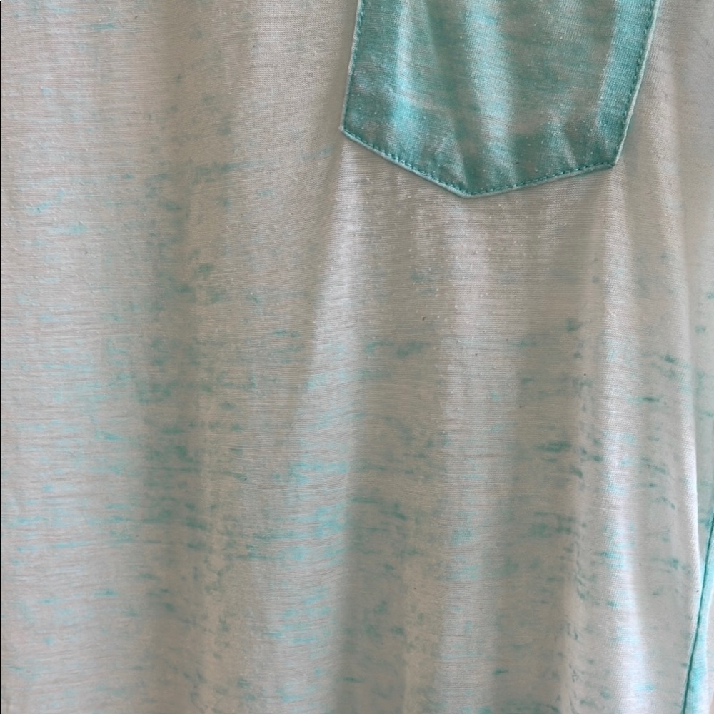 Exist Sheer Aqua T-Shirt Short Sleeve Front Pocket Relaxed Fit Medium - Picture 4 of 6